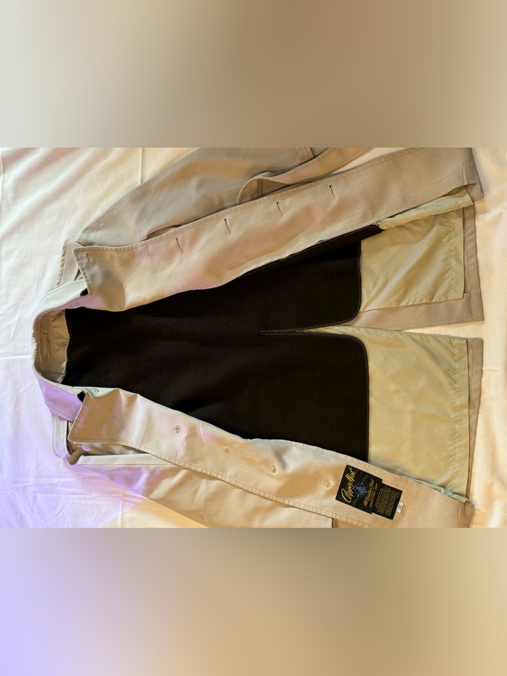 Men's Beige Trench Coat with Black Lining